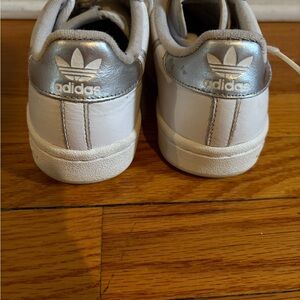Adidas Kids' White and Silver Sneakers